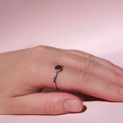 Granat sølv ring